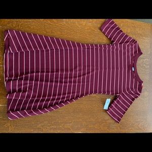 Maroon striped T-shirt dress